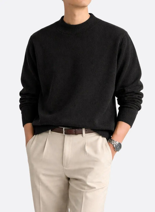 Fleece-Lined Chenille Mock Neck Sweater Avero