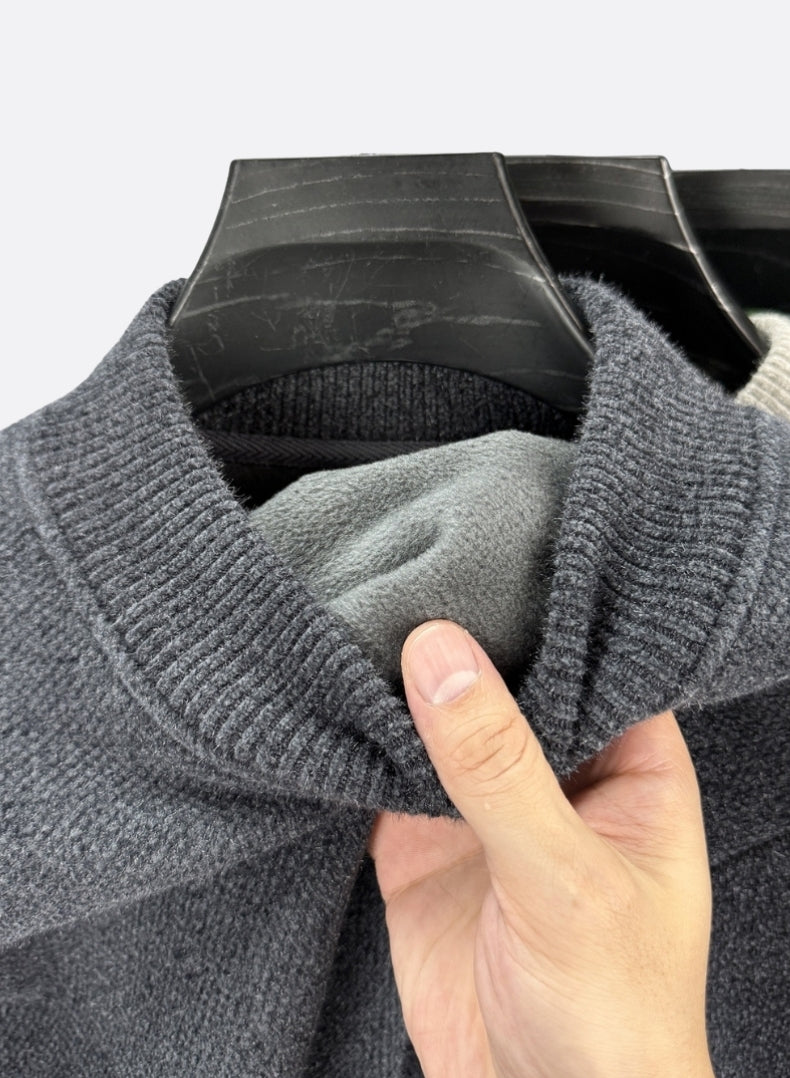 Fleece-Lined Chenille Mock Neck Sweater