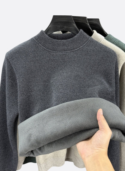 Fleece-Lined Chenille Mock Neck Sweater