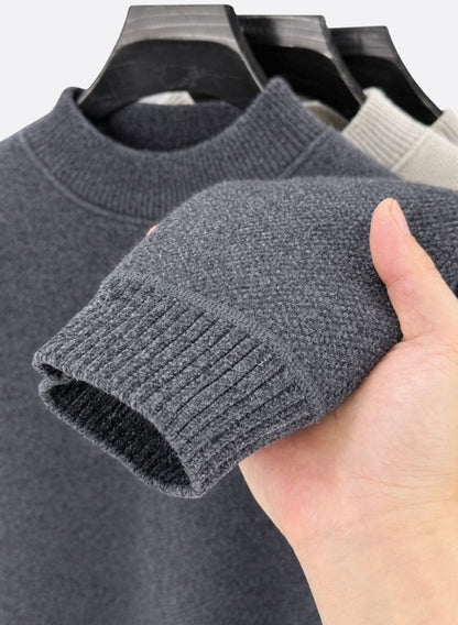 Fleece-Lined Chenille Mock Neck Sweater