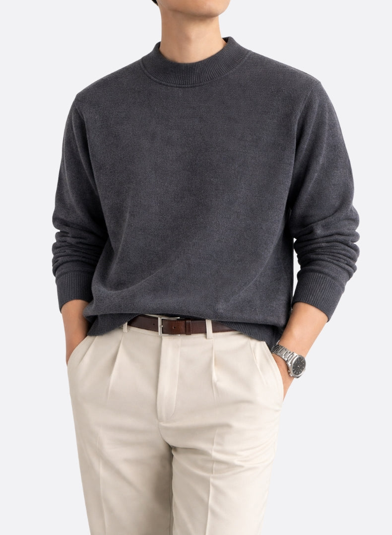 Fleece-Lined Chenille Mock Neck Sweater