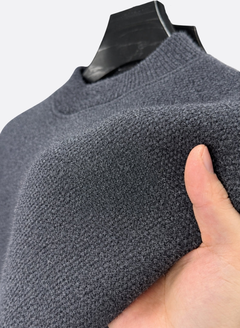 Fleece-Lined Chenille Mock Neck Sweater